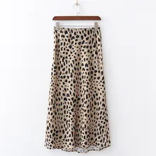 Леопардовая расцветка, длинные юбки, Женская миди-юбка с высокой талией, галстук-бабочка,, летняя сексуальная раздельная юбка, Женская коричневая пляжная A50