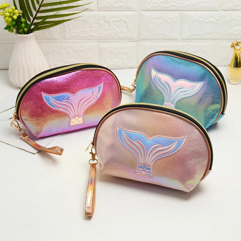 Girl Makeup Bag Colorful Mermaid Tail Cosmetic Bag Organizer Make Up Case Beauty Pouch Lipstick Bag PU Beautician Toiletry Bags