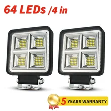 

LED Car 4" 64 LEDs 12V 24V Work Light 3030 Chip 6500K 192 Watts Driving Headlight Truck ATVs SUV Truck 4x4 Offroad