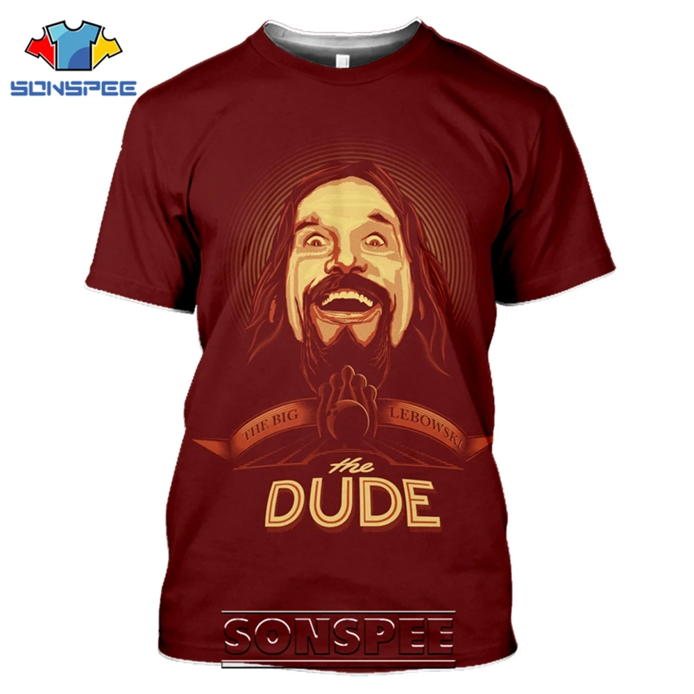 Мужские и женские футболки SONSPEE с объемным принтом The Big Lebowski Повседневная Уличная