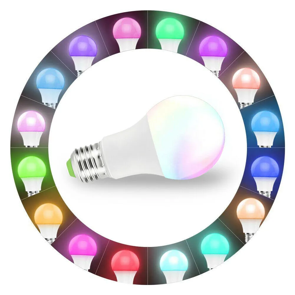 Умный E27/E26/E14/B22 Светодиодный светильник, умный WiFi, лампа RGB+ W с регулируемой яркостью, приложение для смартфона/Голосовое управление
