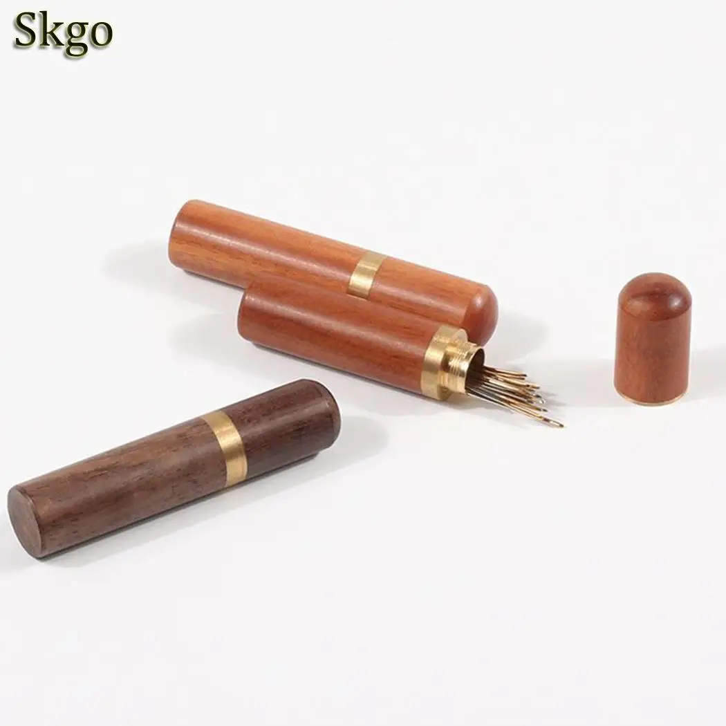Иглы из сандалового дерева цилиндрические серебряные/Золотые иглы для шитья 12 x набор 12 x Домашний 1 x светильник коричневый швейный инструмент