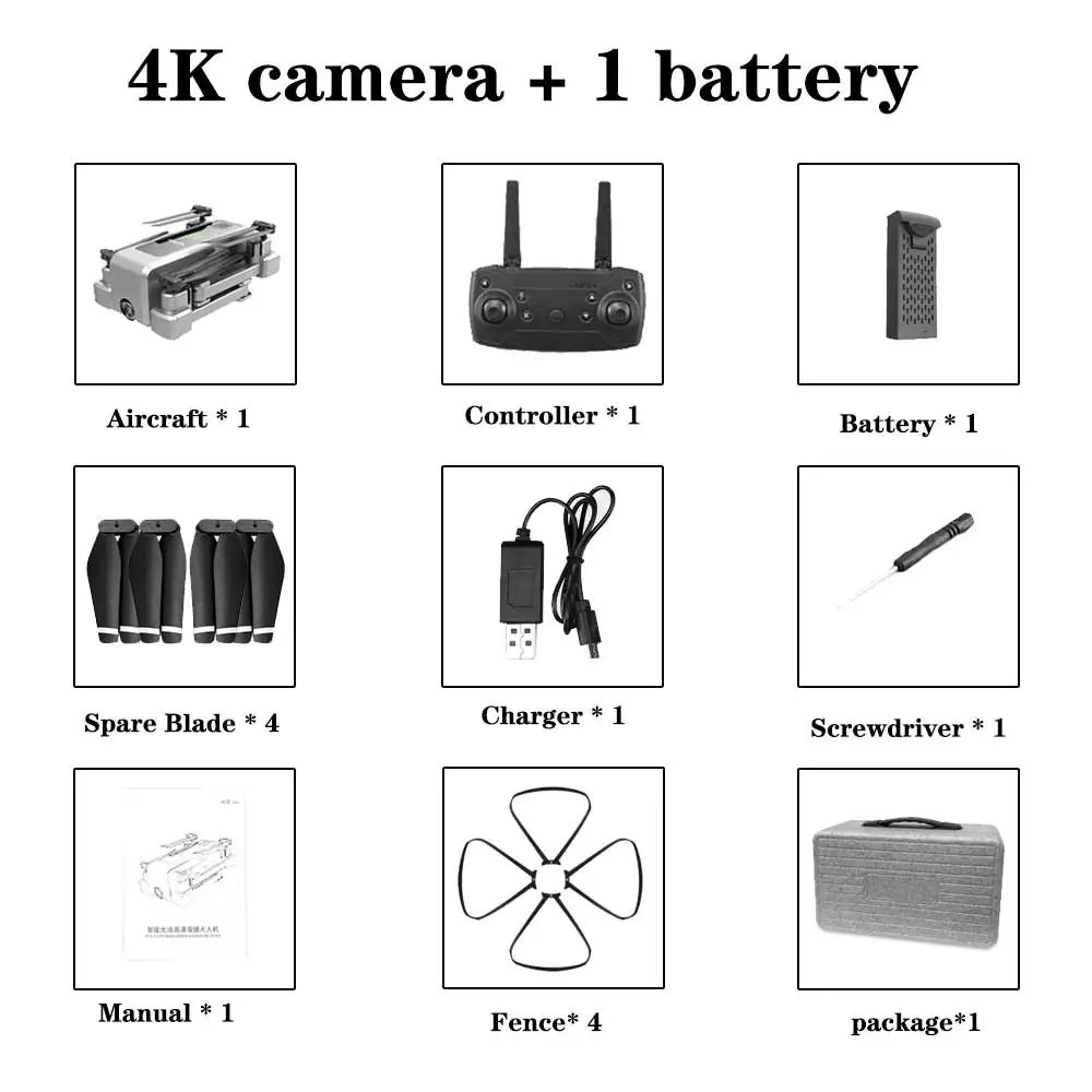 4k 1 battery SHAREFUNBAY Дрон gps 4K HD камера 5G wifi FPV Дрон ESC камера высота держать полет в течение 20 минут Расстояние управления 500 м - Цвет: 4k 1 battery