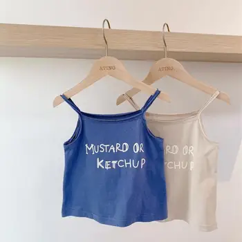 

Summer Baby Undershirt Children Undershirt Girl Sleeveless T-shirt Cotton Tops Letter Camisole Underwear Children Tank