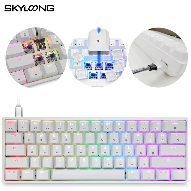 US $59.99 SKYLOONG GK61 Hot Swap Mechanical Gaming Keyboard Wired RGB Backlit Programmable Gateron Yellow Silver Red Keyboard For Desktop