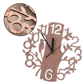 

Round Modern Wood Tree Wall Clock for Home Living Room Bedroom Office Decor (Without battery)