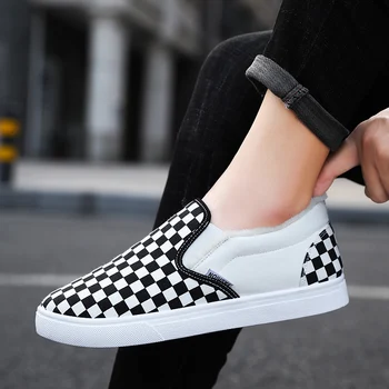

Winter shoes men One-legged feet White shoes black and white plus velvet fashion high-end fashion shoes men's casual shoes