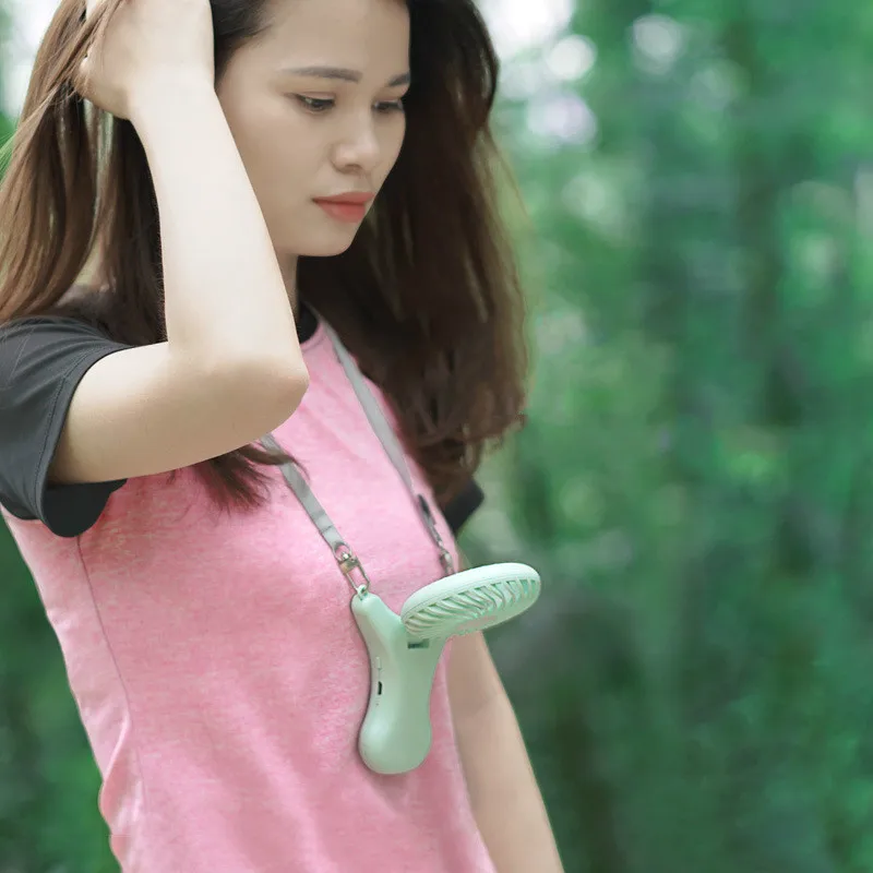 Small Fans Halter Portable Usb Hold With One Fold Can Charge Mini Fan Outdoor Handheld Air Conditioner