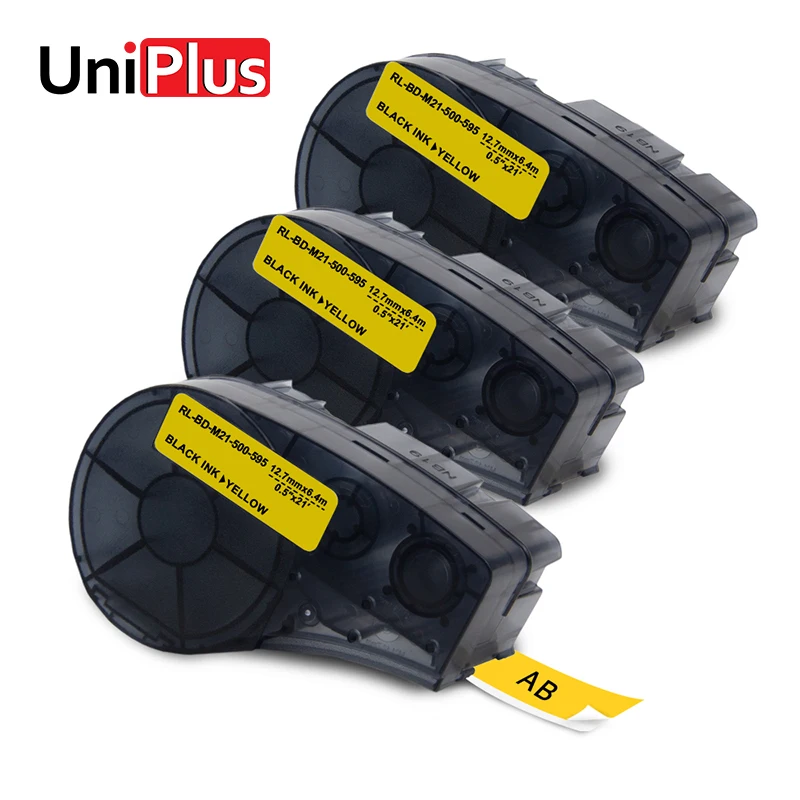 

UniPlus 3PK Yellow Label Maker M21 500 595 YL Compatible for Brady Label Printer BMP21 IDPAL Labpal 12.7mm*6.4mm Label Tapes