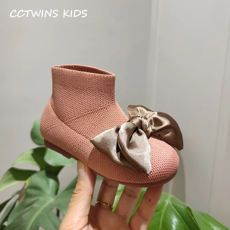 CCTWINS/детская обувь; коллекция года; сезон осень; модные повседневные ботинки принцессы для девочек; детские носки; обувь с бантом для малышей; мягкие теплые ботиночки; F1683-1