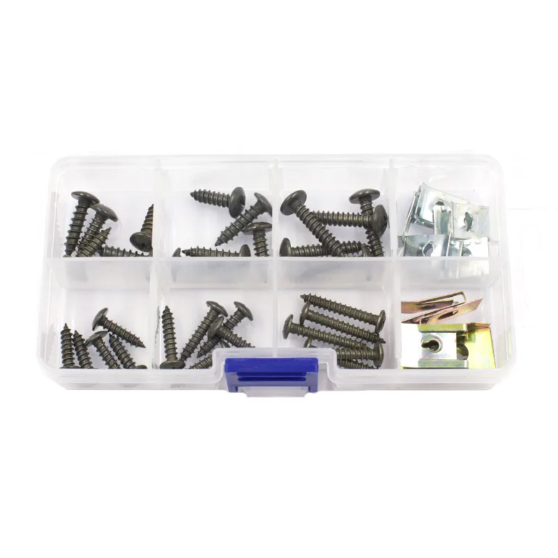BOX Schwarz Silber Schrauben 4mm 5mm Schraube Auto Karosserie Befestigungsniet M4 M5 Kreuz selbstschneidende Schrauben 3mm U Typ Metall Clip – Detail 1