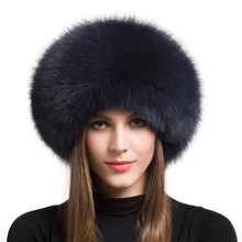 

Women Fur Hat Winter Warm 100% Real Fox Fur Caps Russian Cossack Style Hat For Ladies Fashion Winter Ear Flap Hats Snow Caps