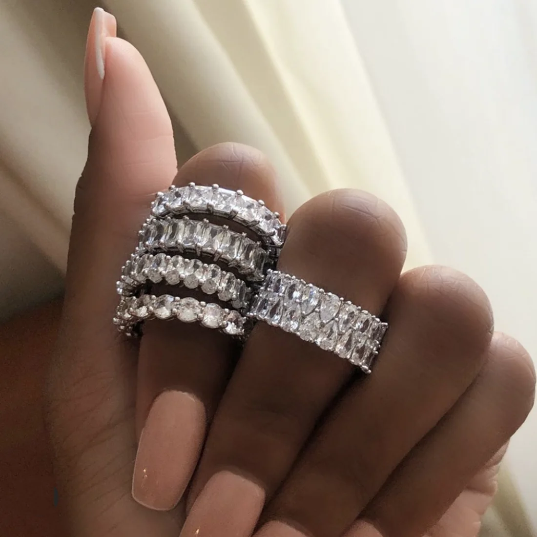 

Eight styles Band rings Set 925 Sterling Silver ring Wedding Engagement Cocktail pave Diamonds Rings for women Jewelry Gift