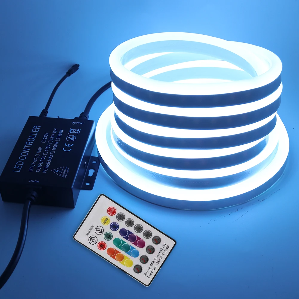 

Remote Control Music RGB Neon Light LED Strip 220V 5050 Rope Light Flexible Tape Waterproof IP67 Outdoor Home Decoration Lamp