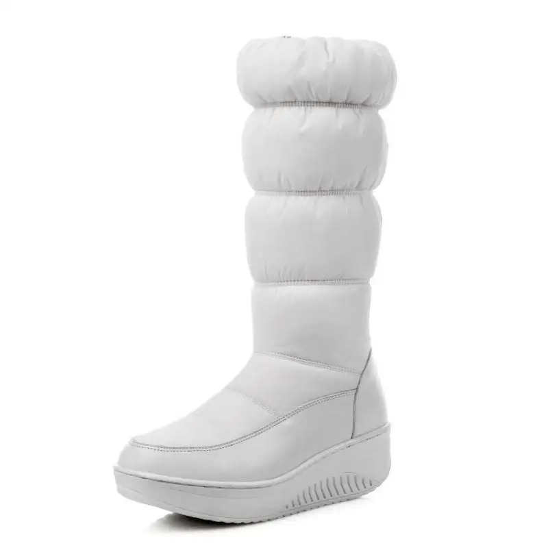 ZALAVOR/новые модные зимние ботинки; женская обувь на платформе; женские ботинки до середины икры; теплые женские ботинки; большие размеры 35-44 - Цвет: Белый