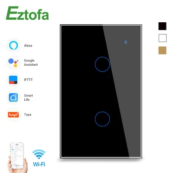 

2 Gang 1 2 Way US Standard Wifi Smart Lights Wall Touch Switch Tuya APP Voice Remote Control Wireless Lamp Smart Home Switch