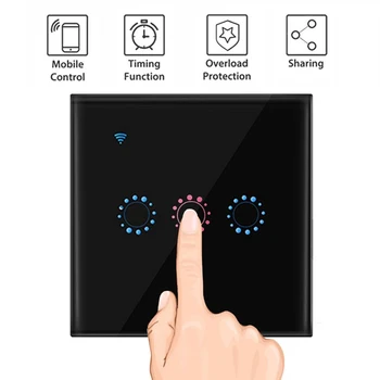 

EU Plug Wifi Wall Touch Switch 3 Gang Wireless Remote Light Relay App Control Work with Alexa Google Home 10A 2200W