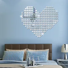 100 шт 3D зеркало Сердце стикер на стену Серебро Золото Синий стикер s для детей настенные наклейки в комнату гостиная украшение дома на стену