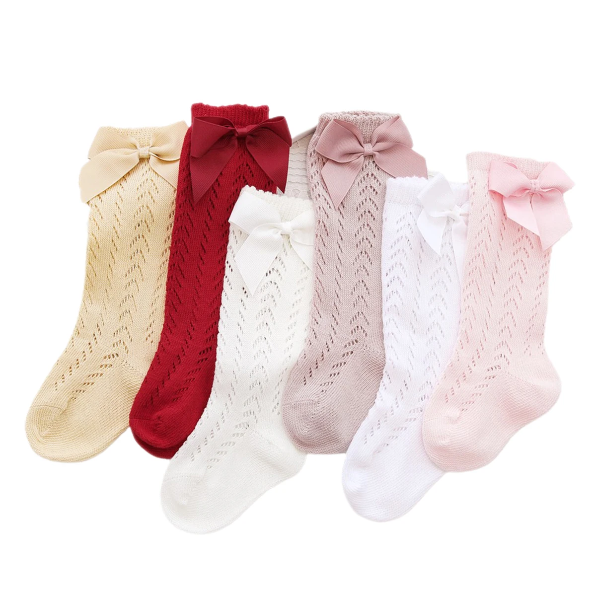 Princess Baby Girls Stockings Newborn Warm Solid Color Long Tube Leggings with Bowknot Decoration 0-3Years kids pantyhose solid color pantyhose toddler tights kids leggings