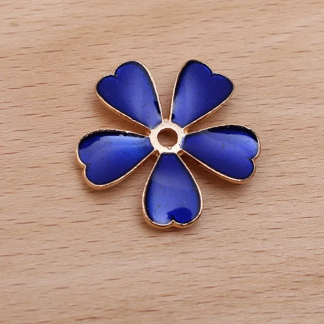 10pcs Metal Enamel Flower Beads Caps Blue Green Pink Filigree Flower Base Charms Pendants for Jewelry Making Components DIY Style C - Blue