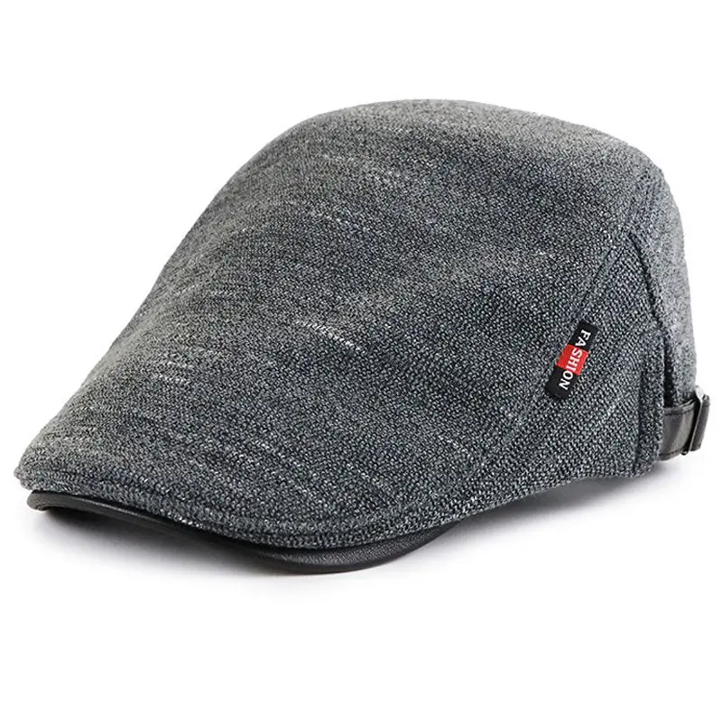 Dark grey JNKET, Модный осенне-зимний берет, шапка, остроконечная кепка вязаная шапка для мужчин и женщин, плоская кепка Утконос тёплая шапка, Casquette Gorras - Цвет: Dark grey