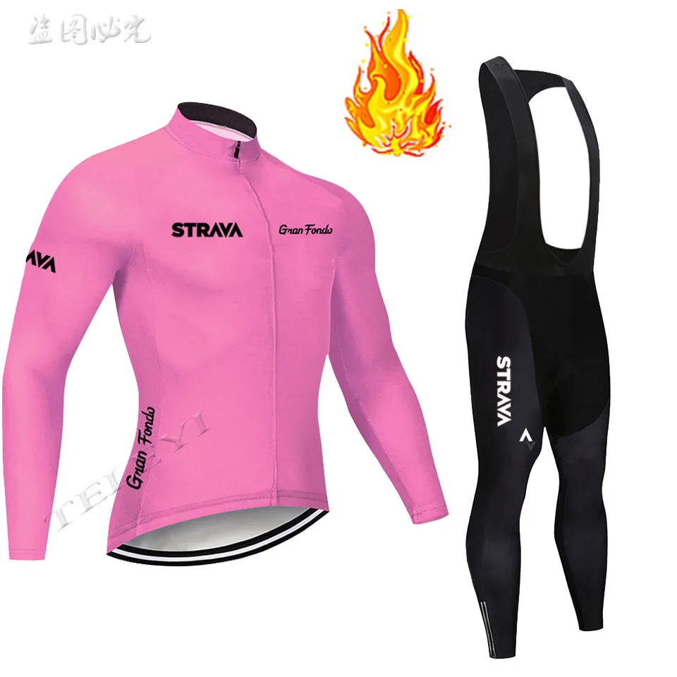 STRAVA зима термо флис Велоспорт Джерси Ropa Ciclismo Mtb с длинным рукавом Одежда для велосипеда Maillot Biciclet - Цвет: 16
