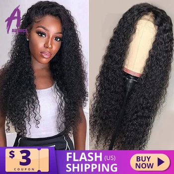 

13x4 Curly Lace Front Human Hair Wigs Pre Plucked Black Peruvian Human Hair Wigs for Women Alimice 150% Curly Human Hair Wigs