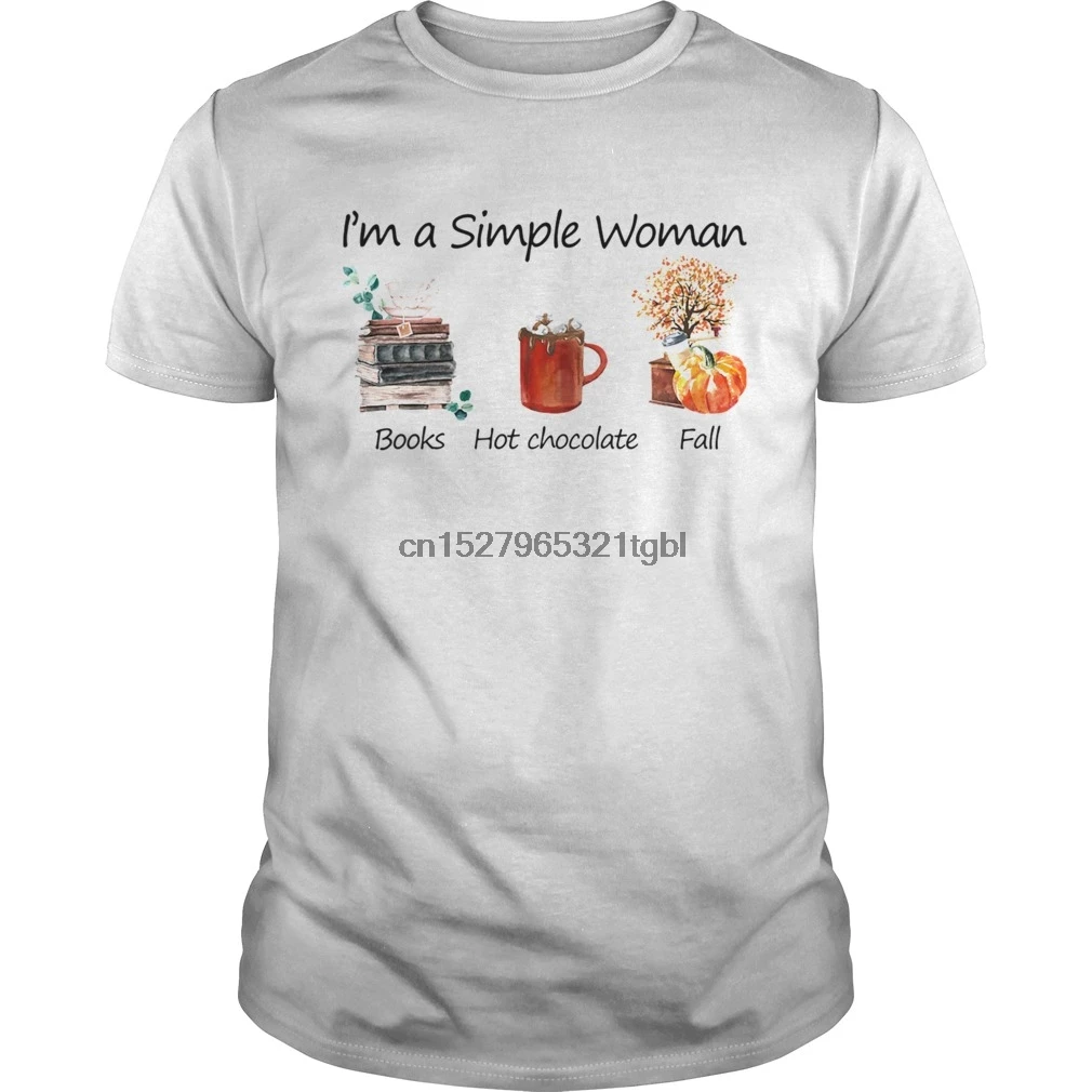 Im A Simple Woman Books горячий шоколад Осенняя футболка|Футболки| |