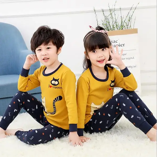 style 23 Boys and girls spring and autumn home service autumn new big boy cotton long-sleeved pajamas set children's clothing - Цвет: style 23