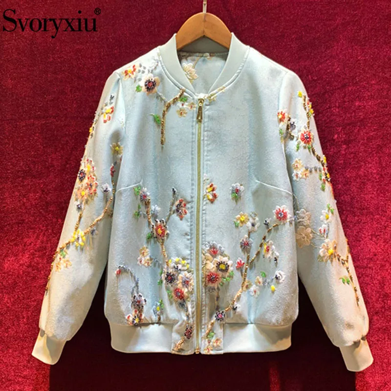 Женская жаккардовая куртка Svoryxiu разноцветная винтажная с длинными рукавами