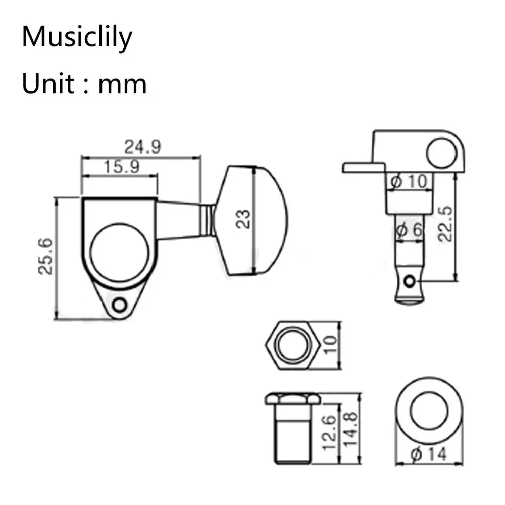 Musiclily Pro 3x3 Epi стиль запечатанная гитара тюнеры колышки ключи машинные головки набор для Les Paul Стиль Гитара, большая кнопка хром
