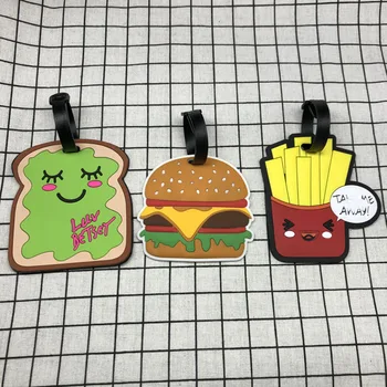 

1pcs Pvc Soft Rubber Burger Luggage Tag Sandwich Bag Tag French Fries Aircraft Boarding Pass Label