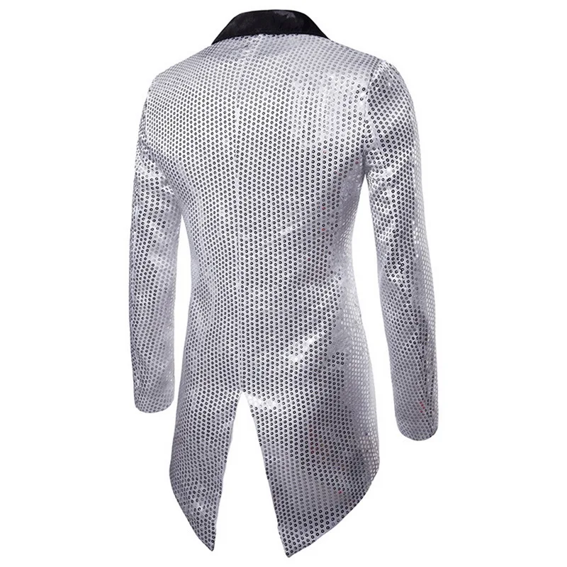 Mens Sequins Suit Blazer Jacket Male Slim Thin Club Stage Blazer Formal Wedding Brand Shiny Glitter Embellished Blazer