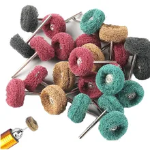 10pcs Nylon Fiber abrasive brush Scouring Pad 3mm Shank Grinding sanding Head Buffing polishing Wheel for Dremel Rotary Tools