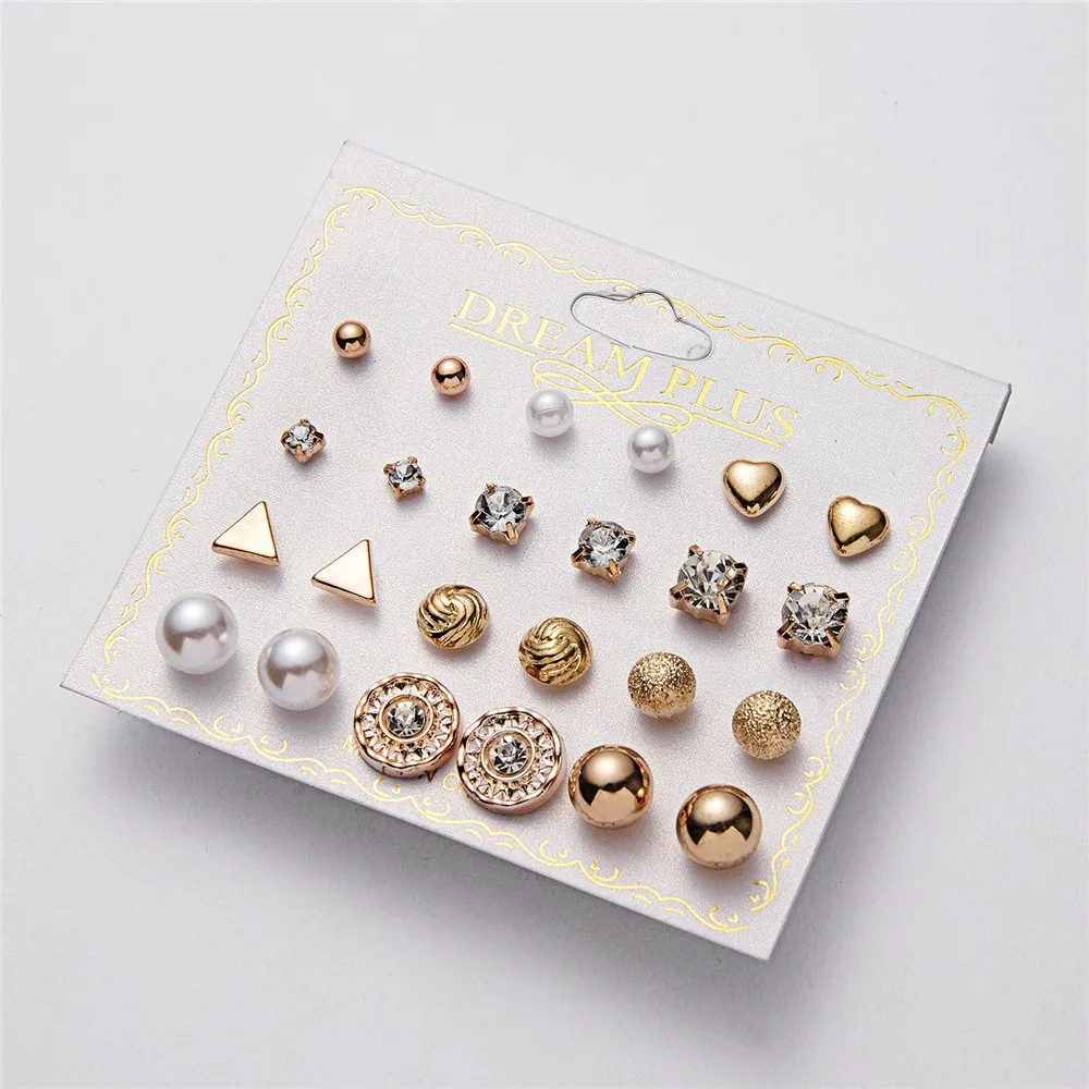 

Twelve Pairs Of Earrings Crystal Pearl Earrings Set Women's Ladies Earrings Fashion Earrings For Women 2019 Statement #4O07
