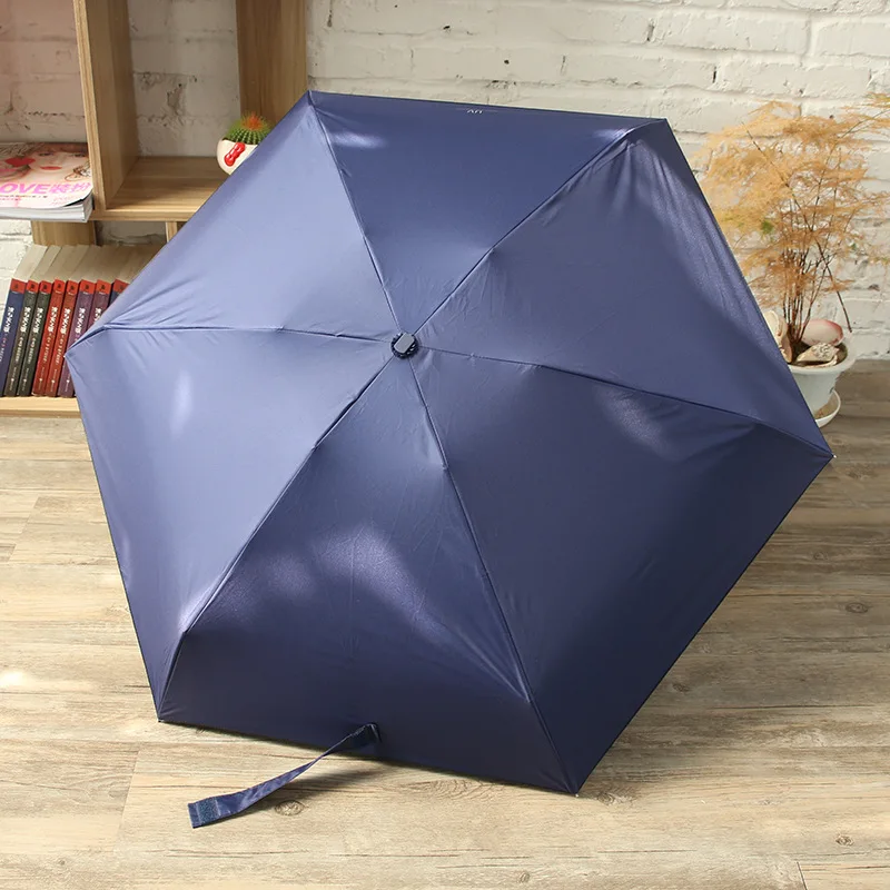 Navyblue Мини Капсула женский зонтик сплошной цвет уличный зонтик от солнца алюминиевый зонтик стенд пять складные непромокаемые дождевики = пончо - Цвет: Navyblue