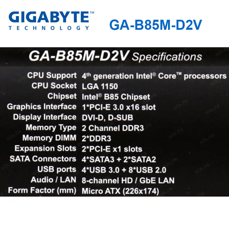 Gigabyte GA-B85M-D2V Intel i7 4710HQ 100% оригинальная материнская плата LGA 1150 DDR3 16G B85 B85M-D2V настольная материнаская плата Восстановленное