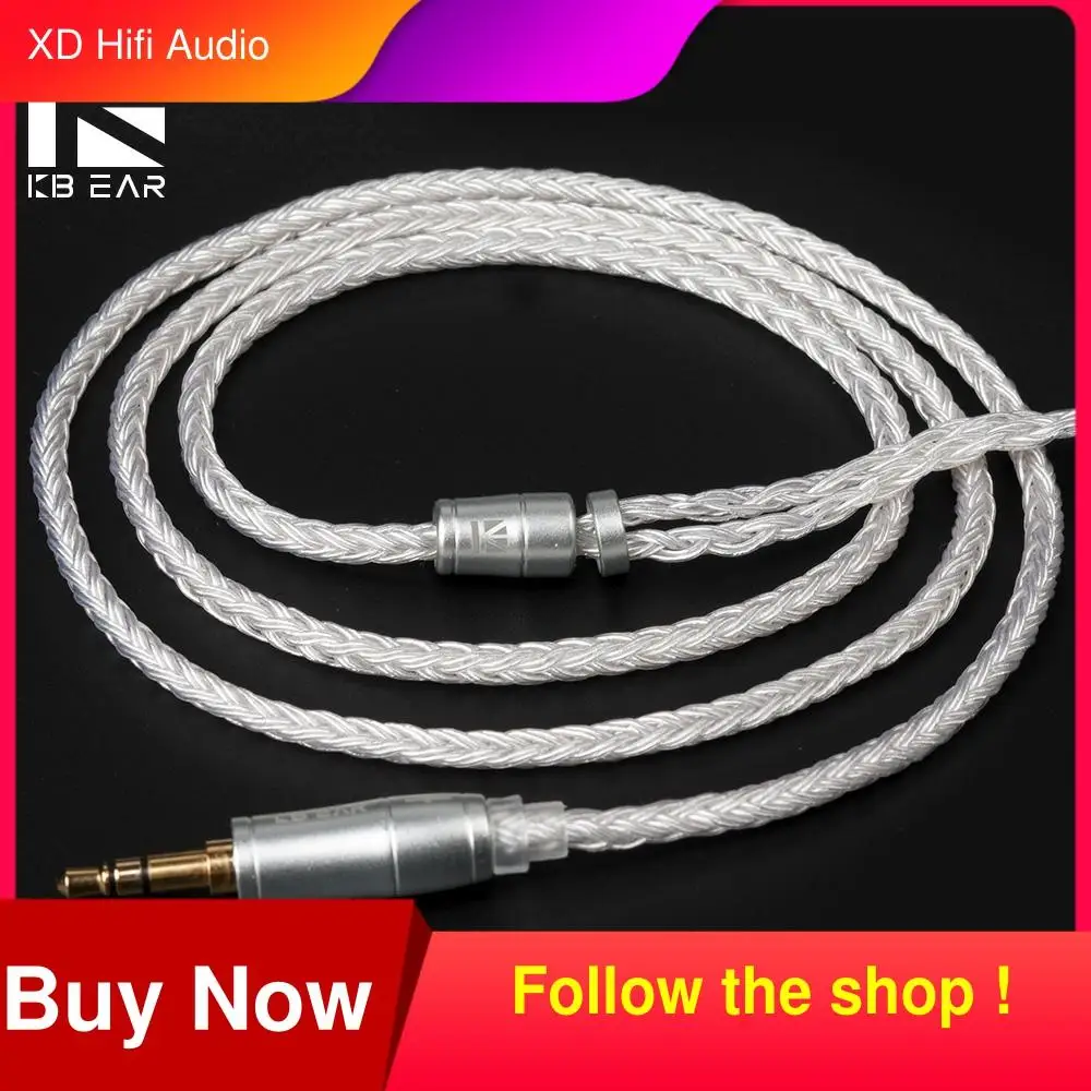 

KBEAR 16 core silver cable With 2.5/3.5/4.4 Earphone Cable For C10 ZS10 Blon bl-03 zsx ba5