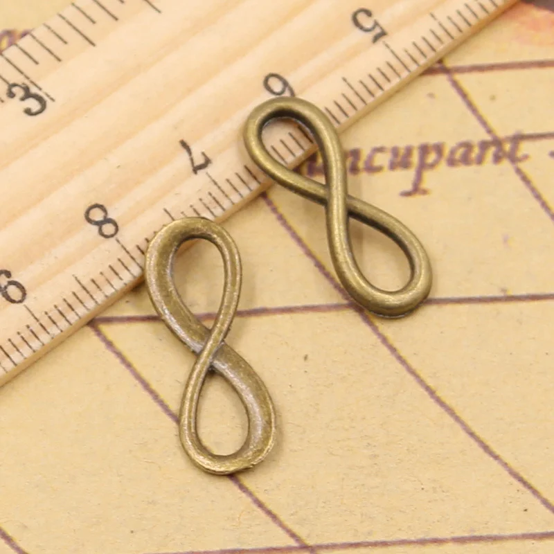 50pcs 매력 무한대 기호 커넥터 23x8mm 티베트어 청동 실버 컬러 펜 던 트 만들기 결과 골동품 DIY 쥬얼리