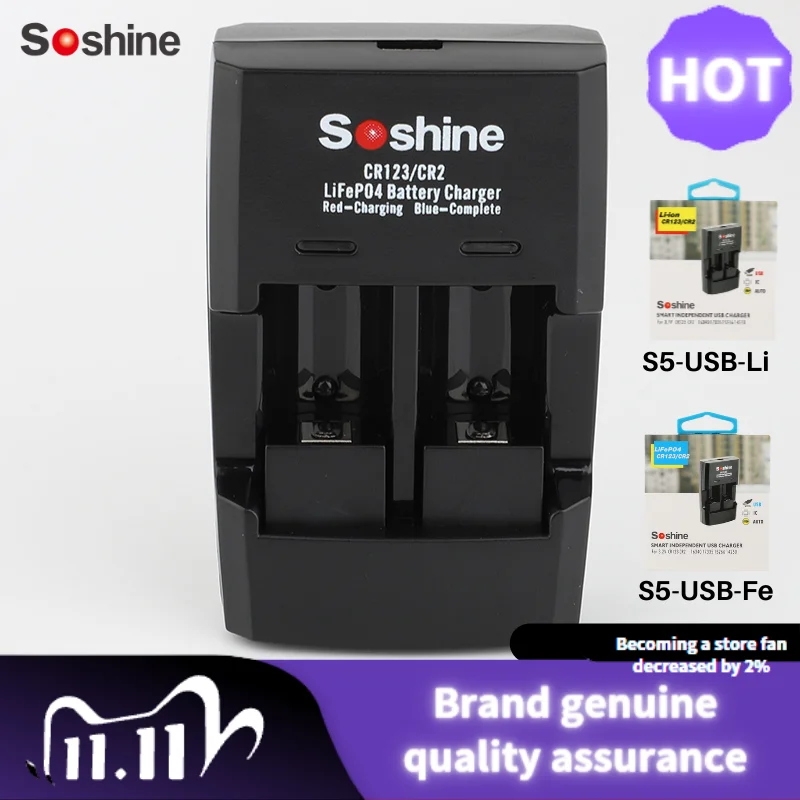 charger for smart bracelet Soshine S5 USB 2 Slots Li-ion RCR123/RCR2 Rapid Battery Smart Charger with LED Indicator for 14250/CR2/16340/17335/15266 Battery usb charger for smart watch