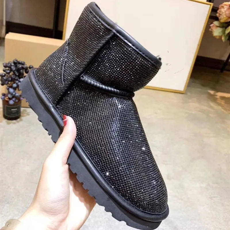 Ботинки; женская обувь; chaussures femme; зимние ботинки; теплые женские ботинки без застежки; украшенные кристаллами ботильоны; botas mujer