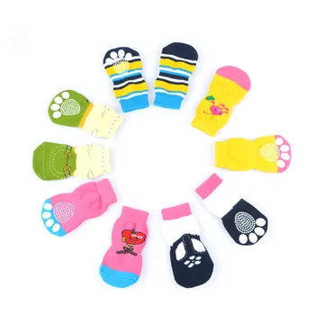 

Pet Dog Socks Puppy Polyester Up-to-date Style Non-slip Polka Point Doggie Socks with Various Patterns Random Colors 4pcs