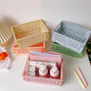 

Foldable Storage Bags Plastic Desktop Storage Container Box Underwear Cosmetic Organizer Home Use Storage Basket Storage