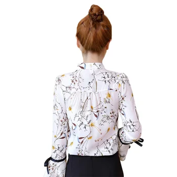 

Floral Chiffon Blouse Bow Women's Shirt Top Flare Sleeve Shirt Women Summer Lady Office Blusas Fashion Blusas Chemise Femme