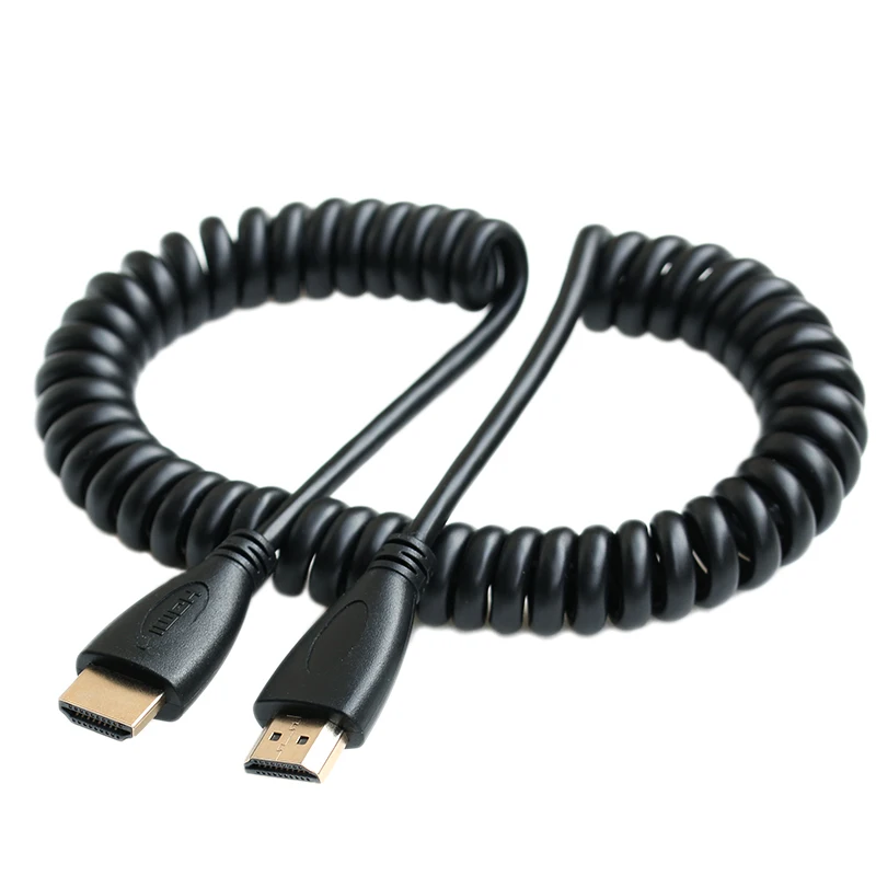 Спиральная пружина HDMI кабель папа-папа V1.4 1080P 3D 50 до 130 см для проекторов мониторов ТВ ЖК-ноутбука PS3