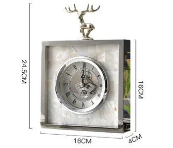 

Creative Table Desktop Clocks Living Room Desktop Clock Ornaments Metallic Elk Craft European Bedroom Retro Clock Decorations