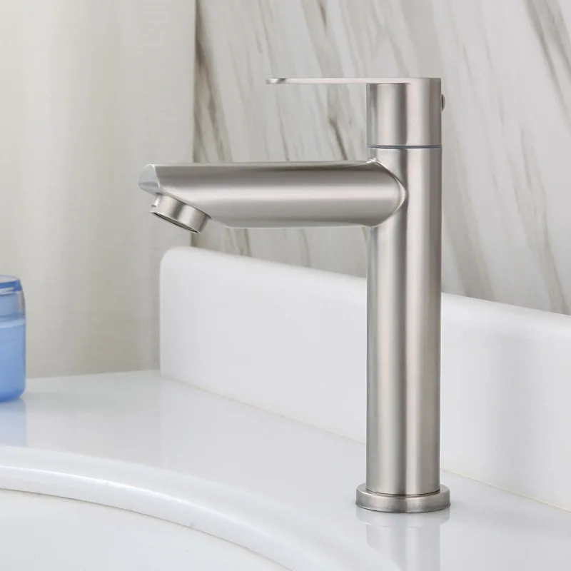 

304 Stainless Steel Single Cold Basin Faucet Bathroom Wash Basin Inter-platform Basin Bathroom Wash Basin Faucet Wholesale