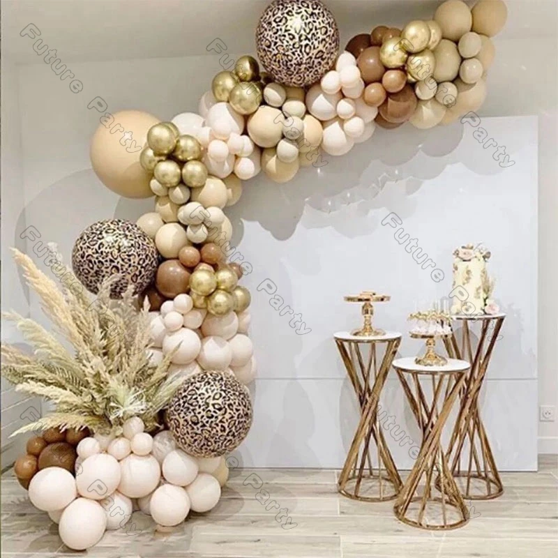 

139pcs Cream Peach Balloon Garland Wedding Birthday Party Decoration Baby Shower Animal Pattern Foil Arch Valentine's Day Decor