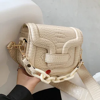 

Crocodile pattern Saddle bag 2020 Fashion New High quality PU Leather Women's Designer Handbag Portable Shoulder Messenger Bag