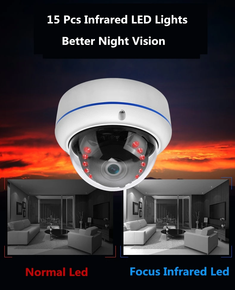 SUCAM Full HD 180 Degree Dome IP Fisheye Cameras Indoor Vandal Proof 15 Led Light Surveillance Security Network Camera for House 3